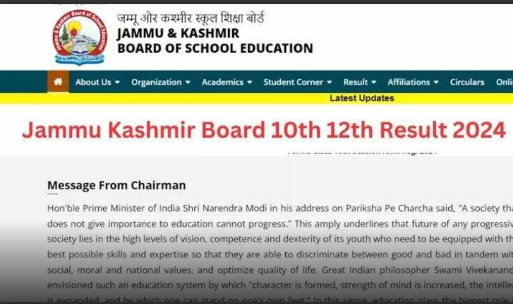 JKBOSE 10th 12th Result 2024 latest update check now